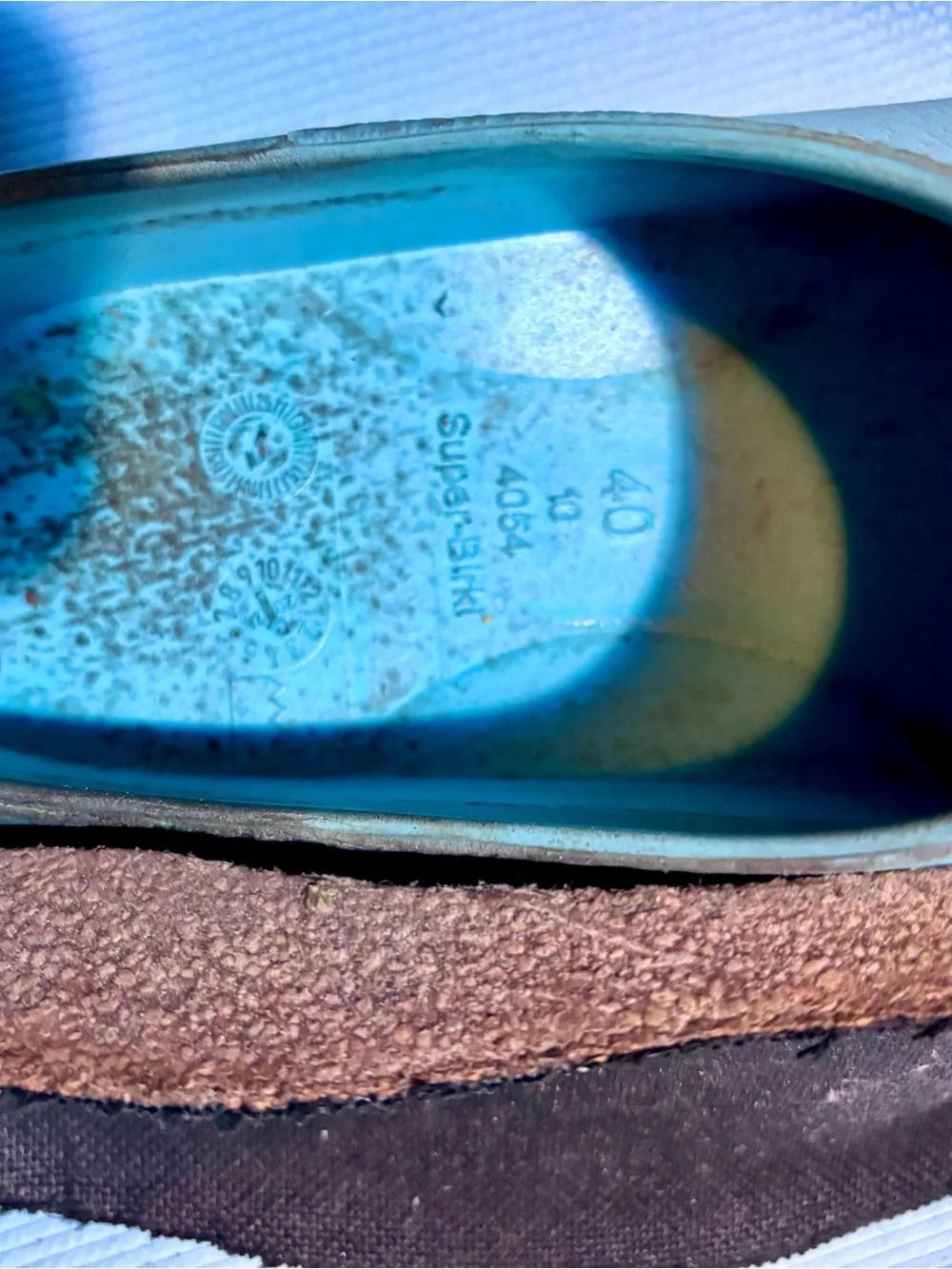 Super Birki Slip-On Work Clog Shoes in Light Blue/Aqua *Used Condition*